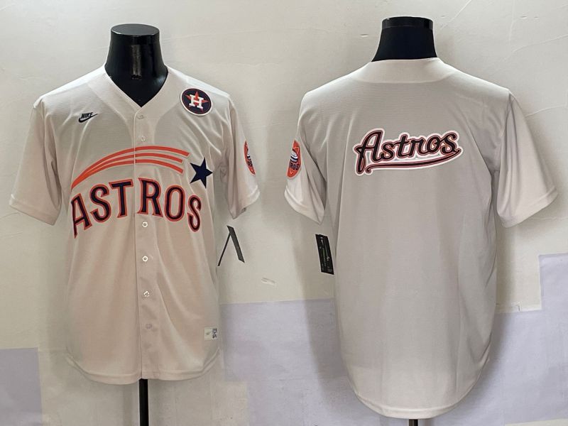 Men Houston Astros Blank Cream Five generations Joint Name 2025 Nike MLB Jersey style 19
